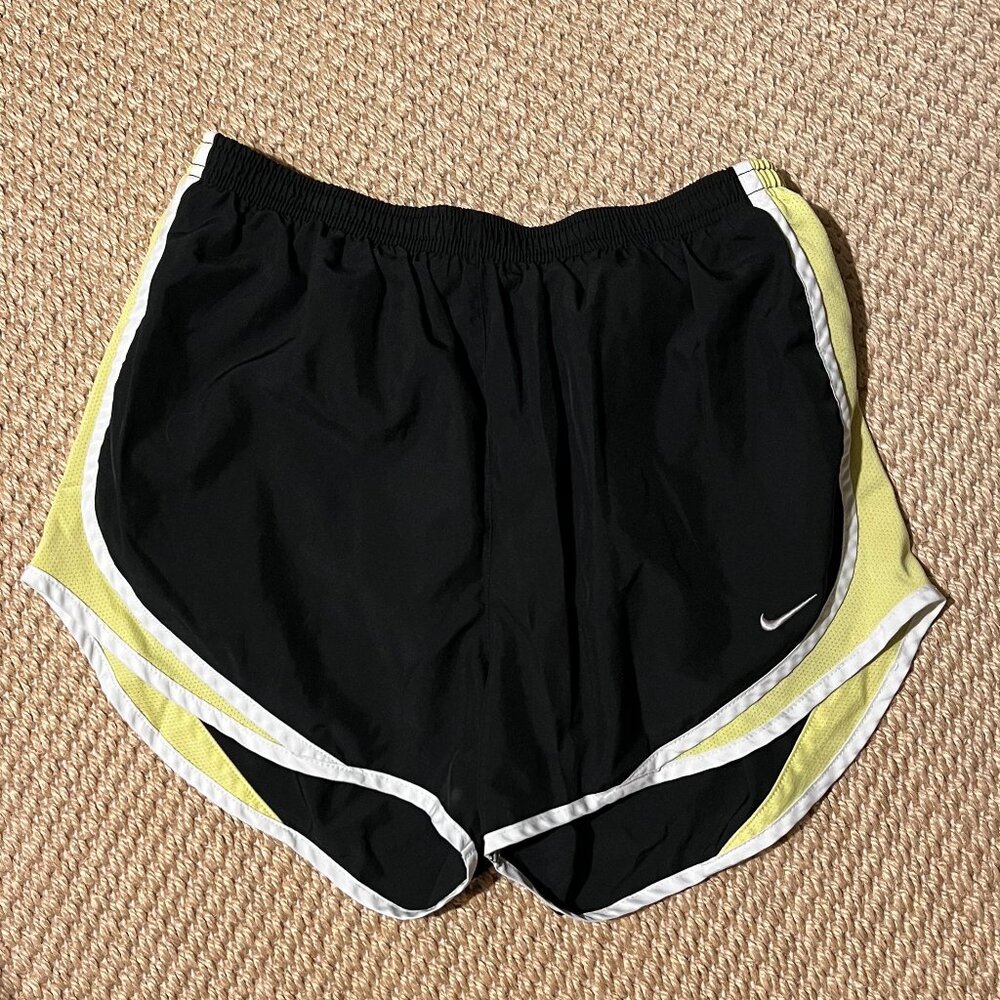 Nike Women's Tempo Dri-Fit Running Shorts NORTS | US M | Black, Yellow, White